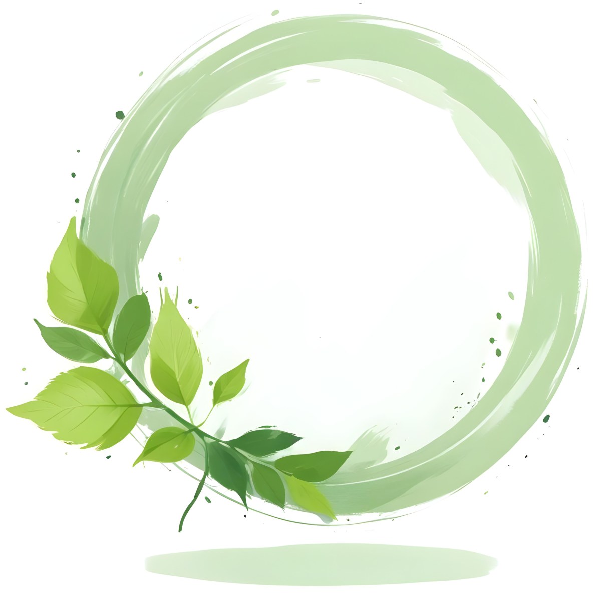 A Green Circle With Leaves On The Side The Circle Is Transparent And The Leaves Are A Light Green Color White Background 19 F733