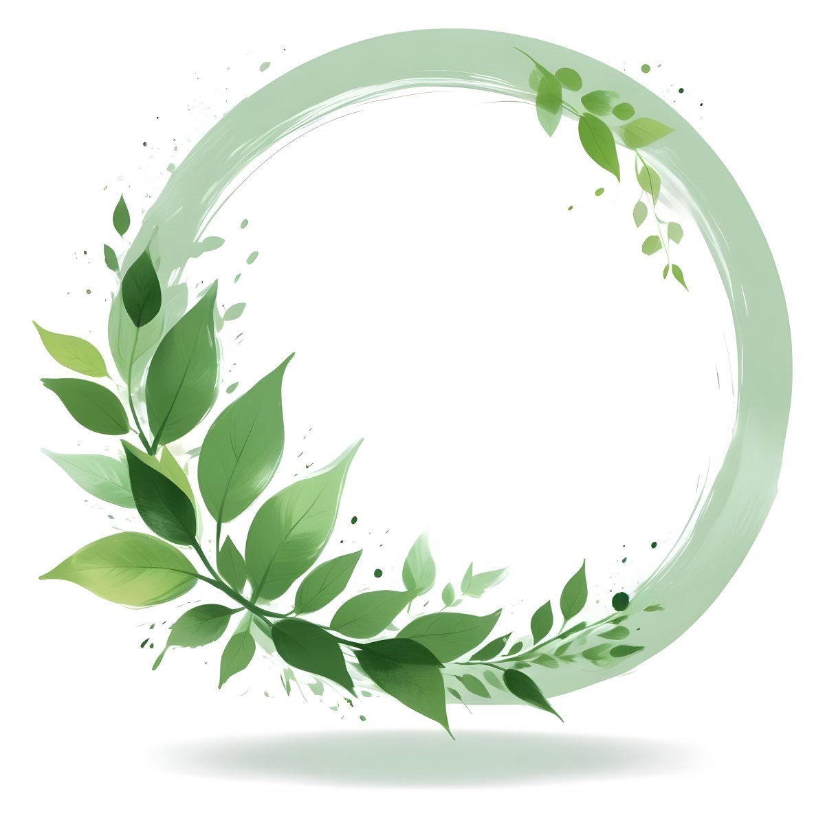 A Green Circle With Leaves On The Side The Circle Is Transparent And The Leaves Are A Light Green Color White Background 21 7c31