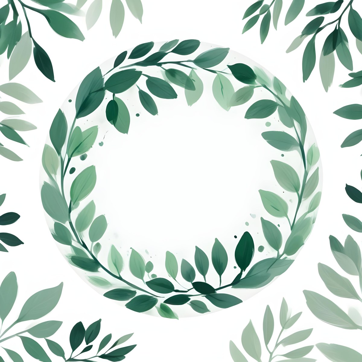 A Green Circle With Leaves On The Side The Circle Is Transparent And The Leaves Are A Light Green Color White Background 24 Db78