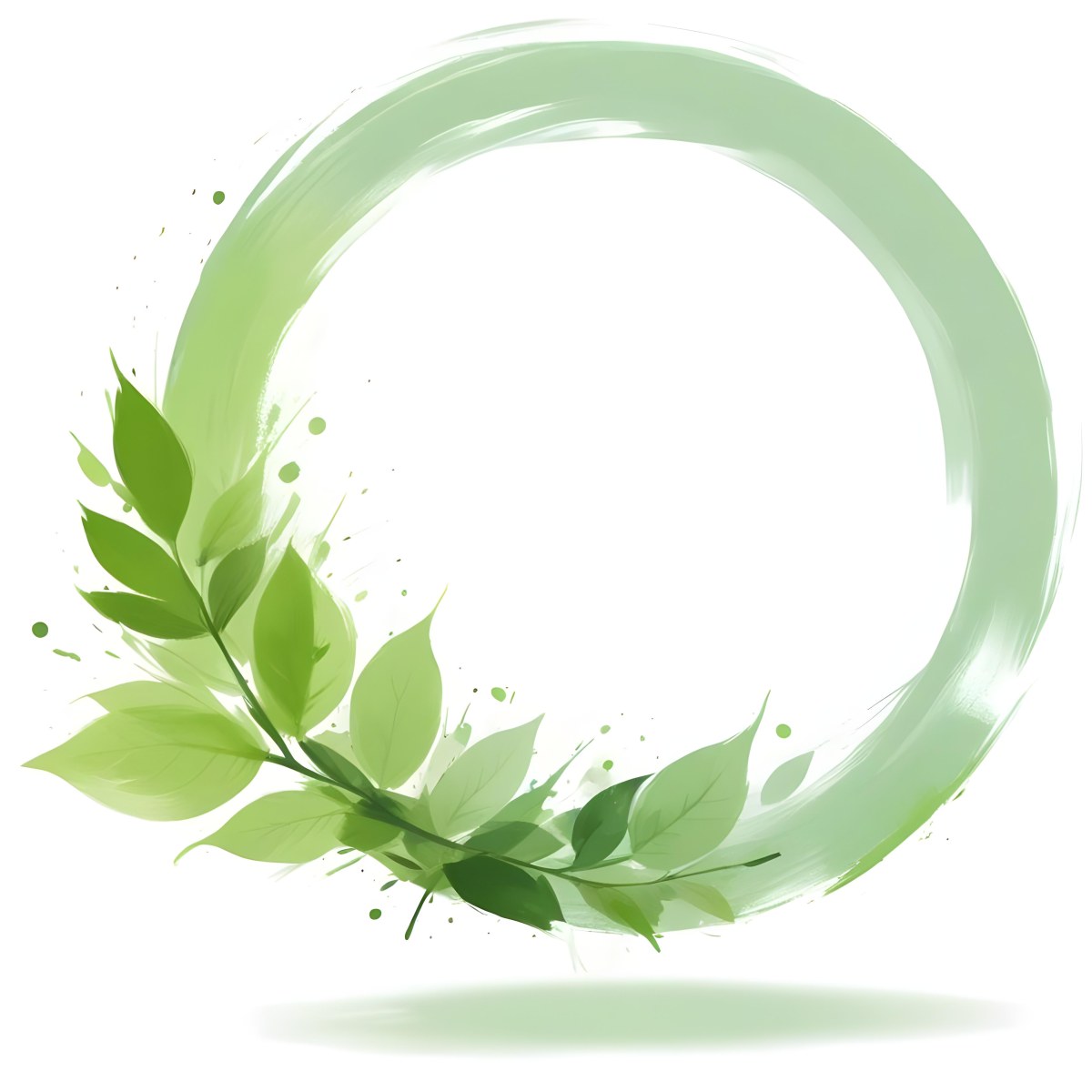 A Green Circle With Leaves On The Side The Circle Is Transparent And The Leaves Are A Light Green Color White Background 26 Aa9a