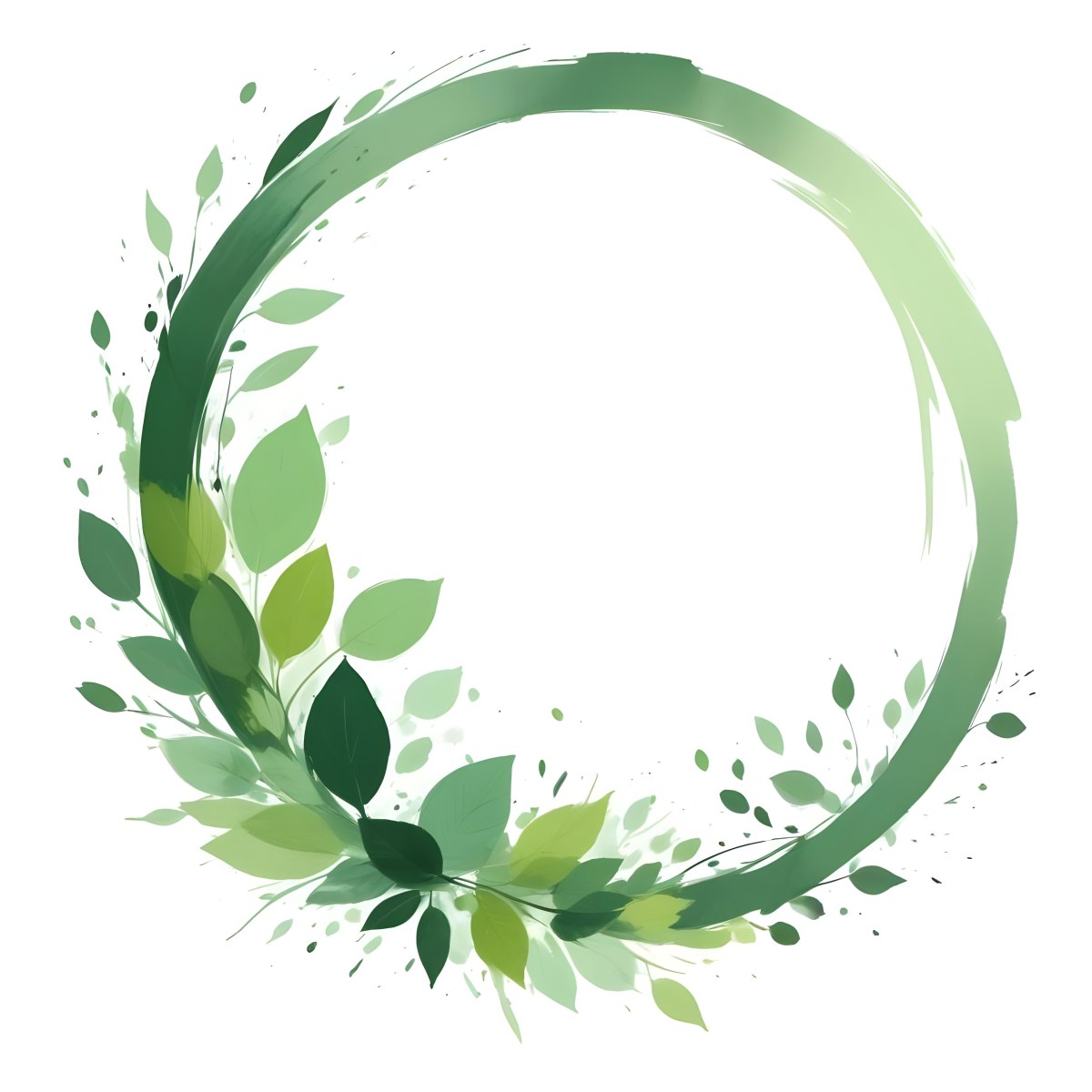 A Green Circle With Leaves On The Side The Circle Is Transparent And The Leaves Are A Light Green Color White Background 27 1d82