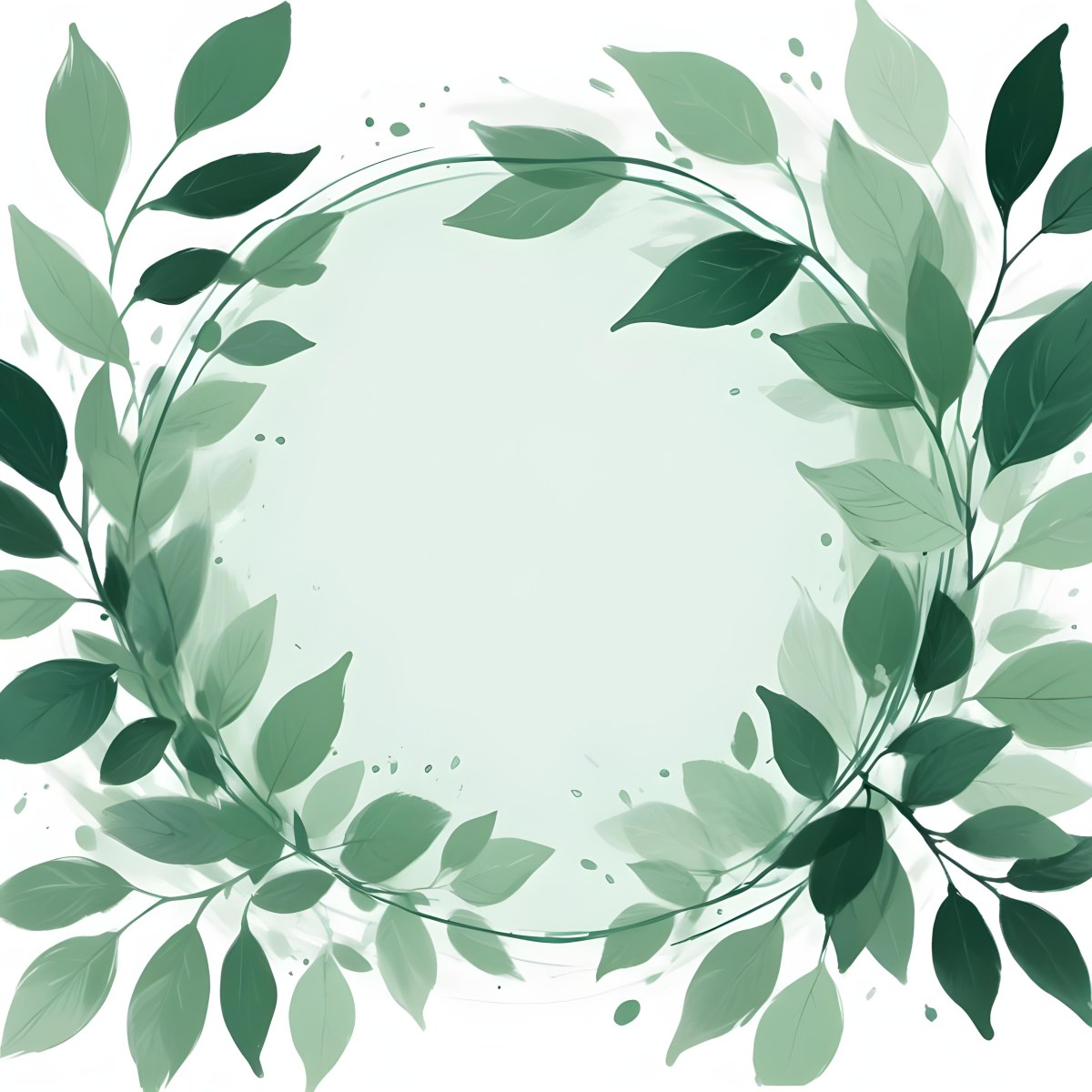 A Green Circle With Leaves On The Side The Circle Is Transparent And The Leaves Are A Light Green Color White Background 4 871b