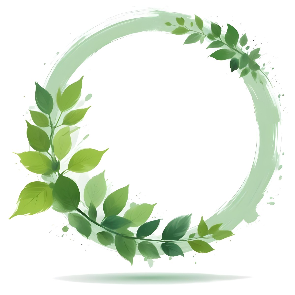 A Green Circle With Leaves On The Side The Circle Is Transparent And The Leaves Are A Light Green Color White Background 8 6162