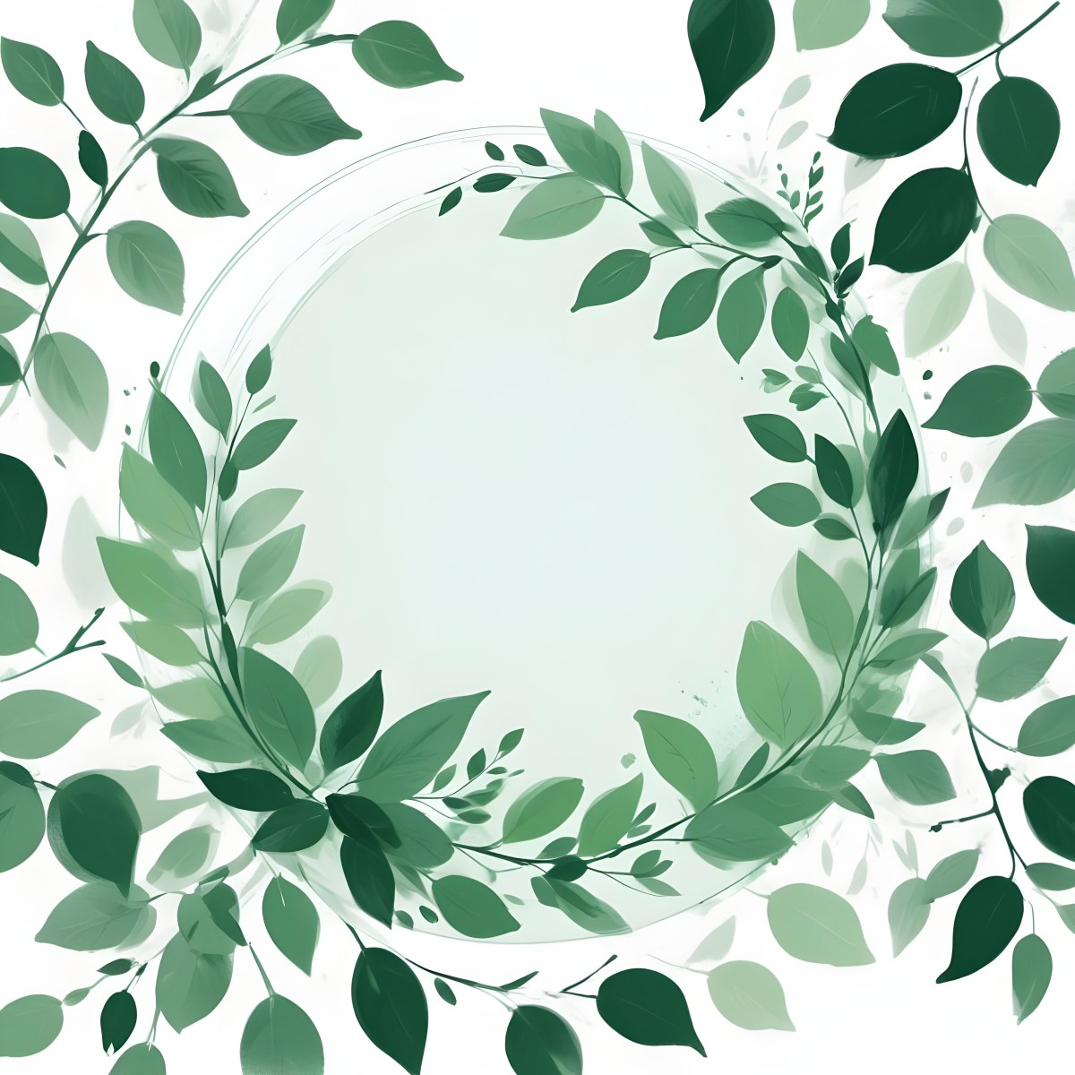 A Green Circle With Leaves On The Side The Circle Is Transparent And The Leaves Are A Light Green Color White Background 9 0f1a