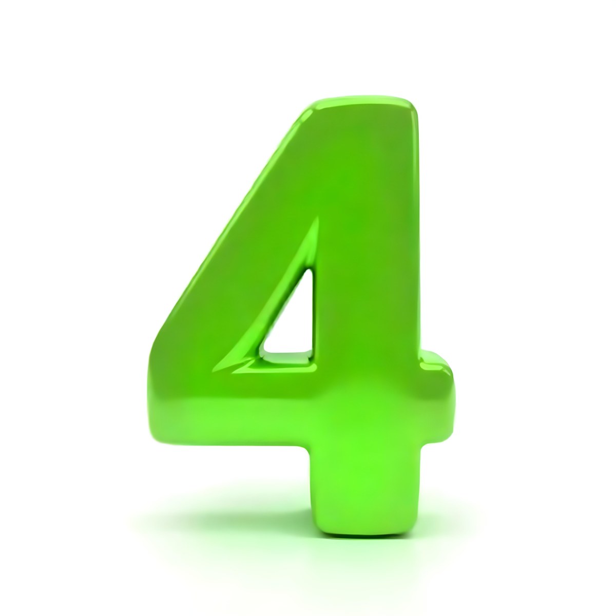 A Green Number Four With Rounded Edges Casting A Soft Shadow On A White Background Simple And Clean Design Vibrant Color 5 662a