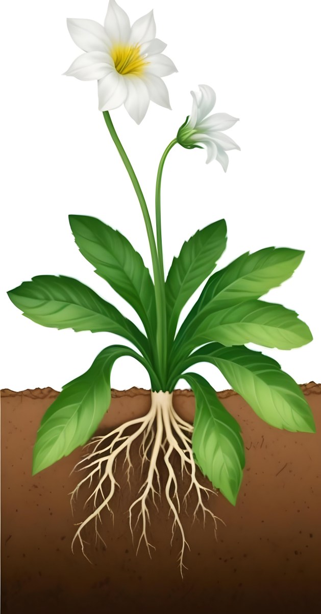 A Green Plant With Large Leaves And A White Flower Emerging From The Soil Showing The Plant S Leaves In Bright Sunlight 3 Fe27
