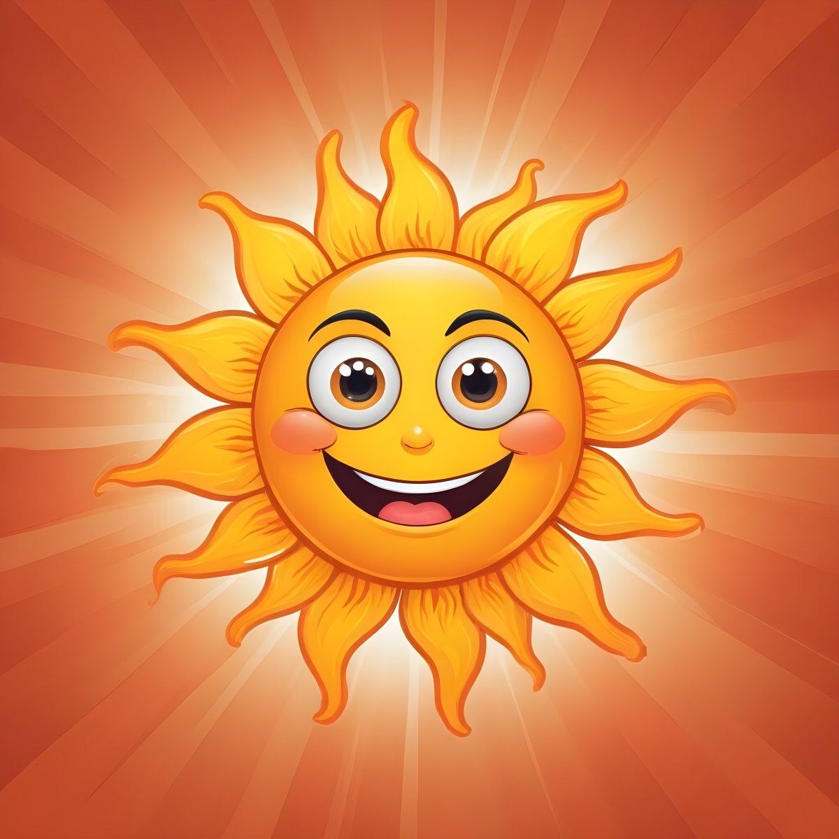 A Happy Smiling Cartoon Sun With Large Eyes And A 3 2627