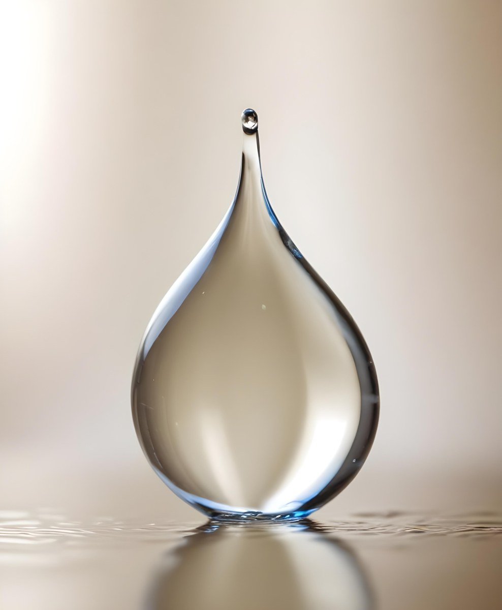 A Large Clear Glass Teardrop Shaped Object Filled With A Golden Liquid 12 E757
