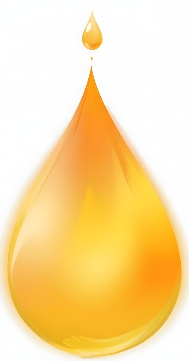 A Large Glossy Drop Of Golden Yellow Liquid Against A Plain White Background 6 2b45