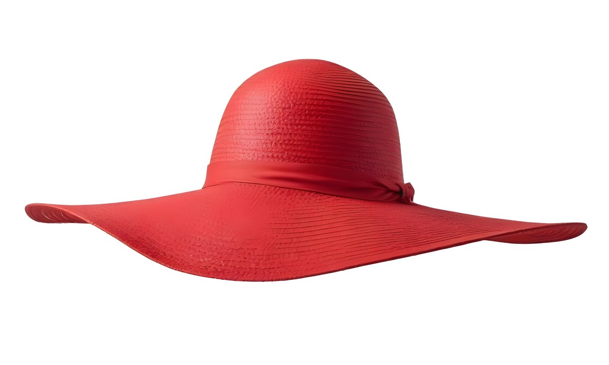 A Large Red Straw Hat With A Wide Brim 14 C35d