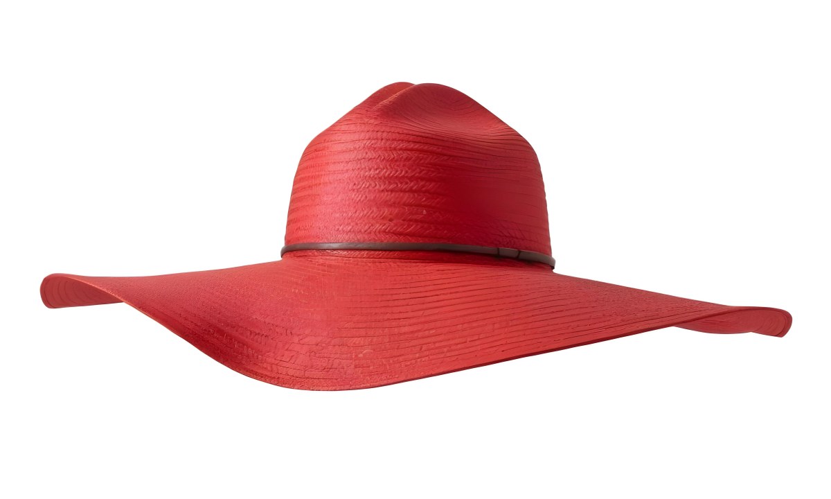 A Large Red Straw Hat With A Wide Brim 17 7f07