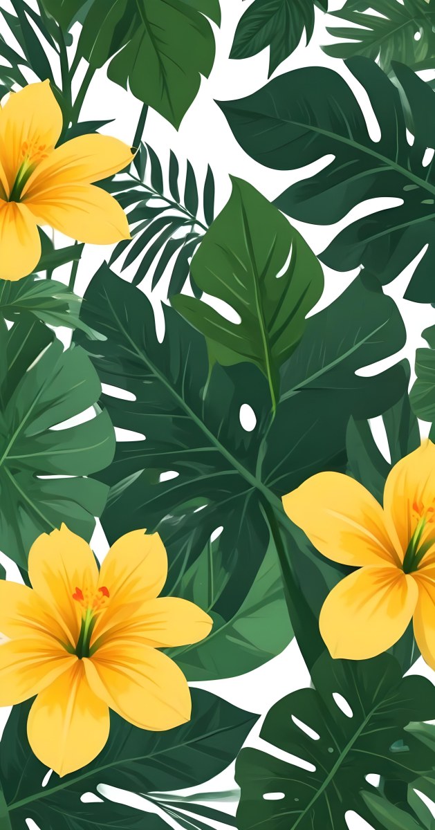 A Large Yellow And Green Flower With Long Green Leaves Likely A Tulip Or Similar Flower The Flower Has A Vibrant Detailed Appearance With Intricate Petals And A Prominent Center The Background 90 3929