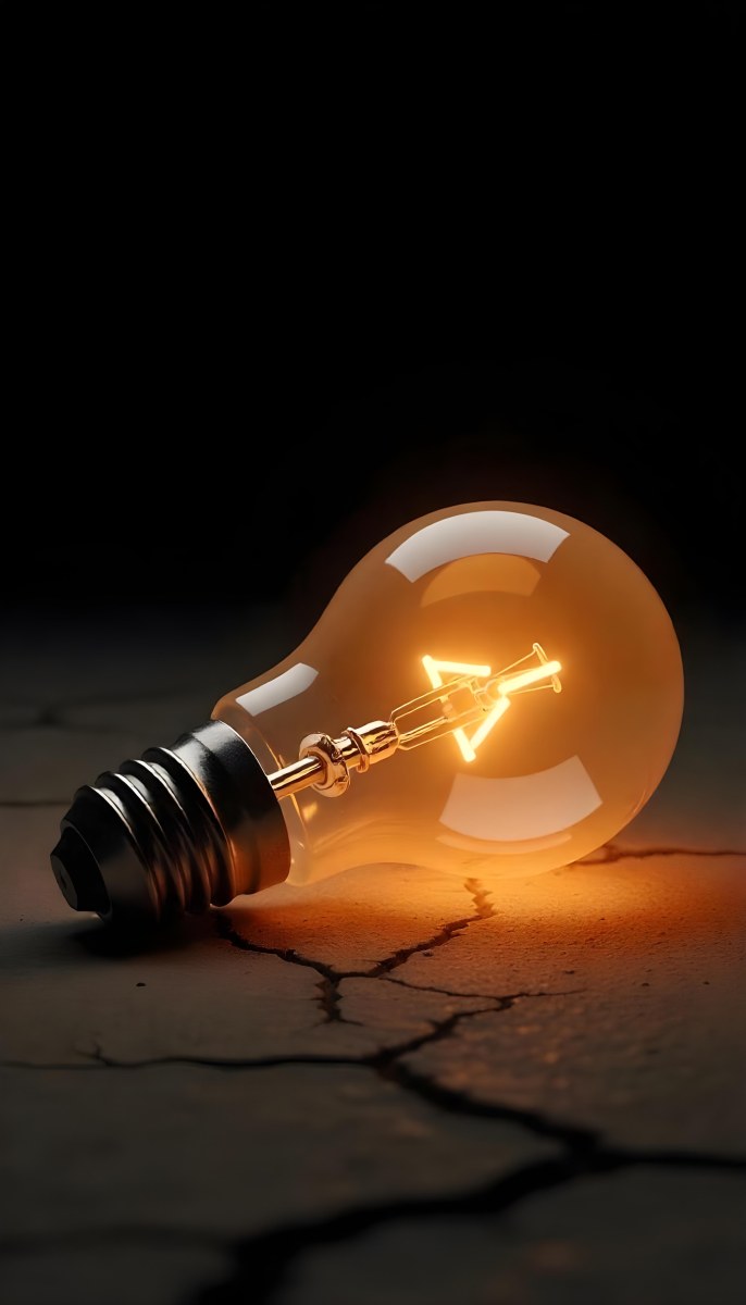 A Light Bulb Laying On The Ground The Ground Is Dry And Cracked The Background Is Black 11 Ba76