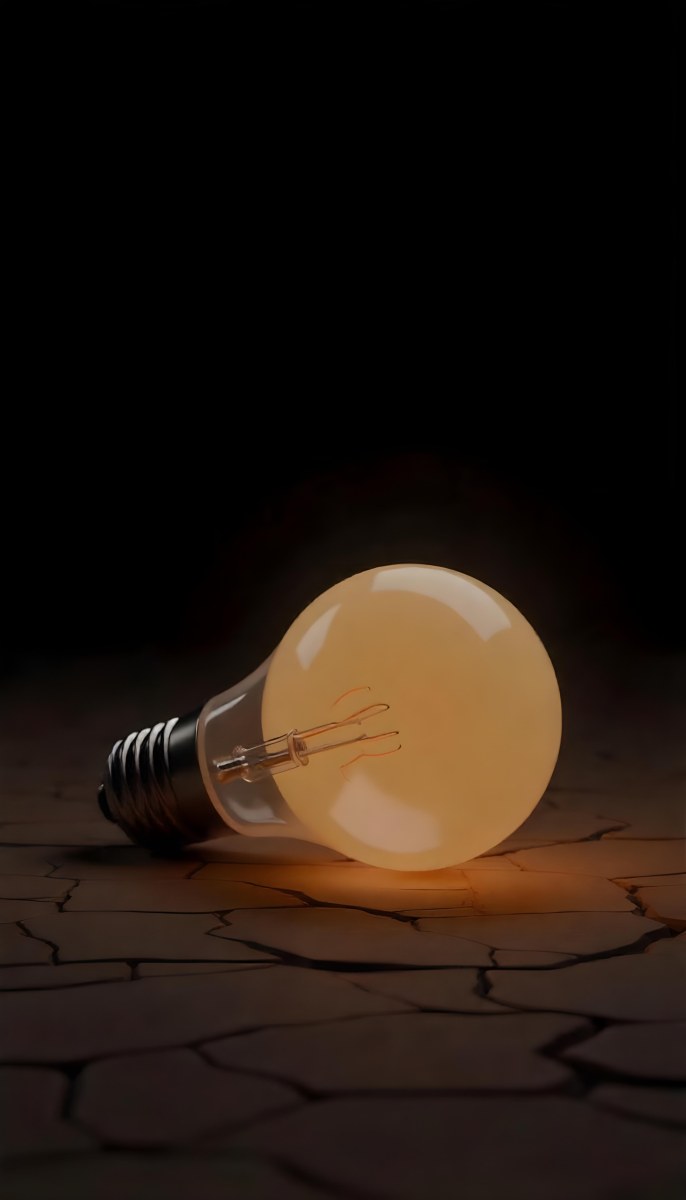 A Light Bulb Laying On The Ground The Ground Is Dry And Cracked The Background Is Black 14 D50b