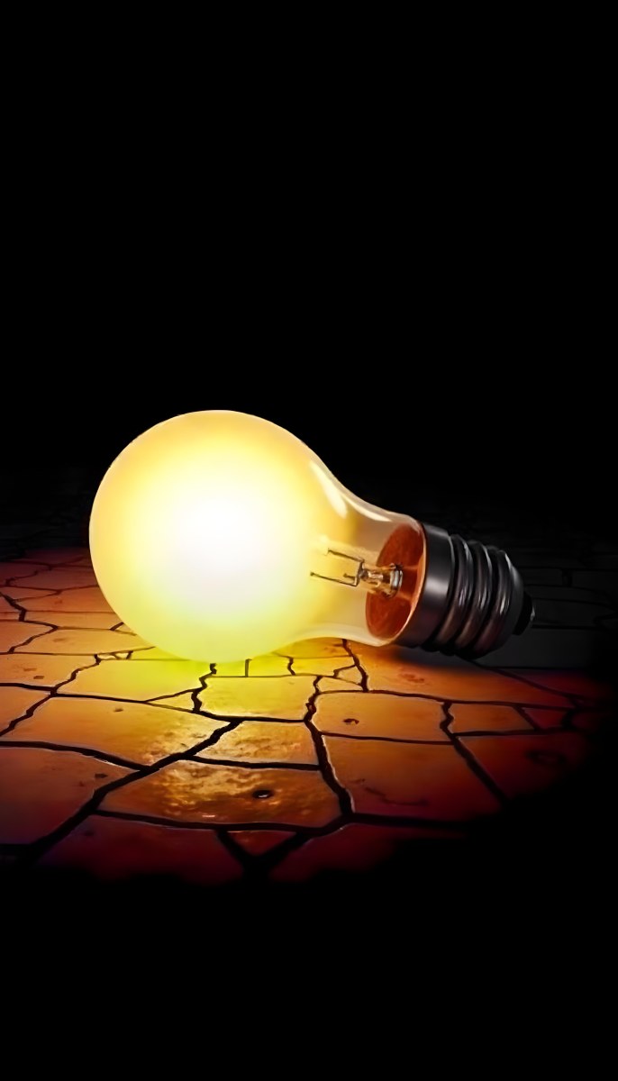 A Light Bulb Laying On The Ground The Ground Is Dry And Cracked The Background Is Black 20 F11e