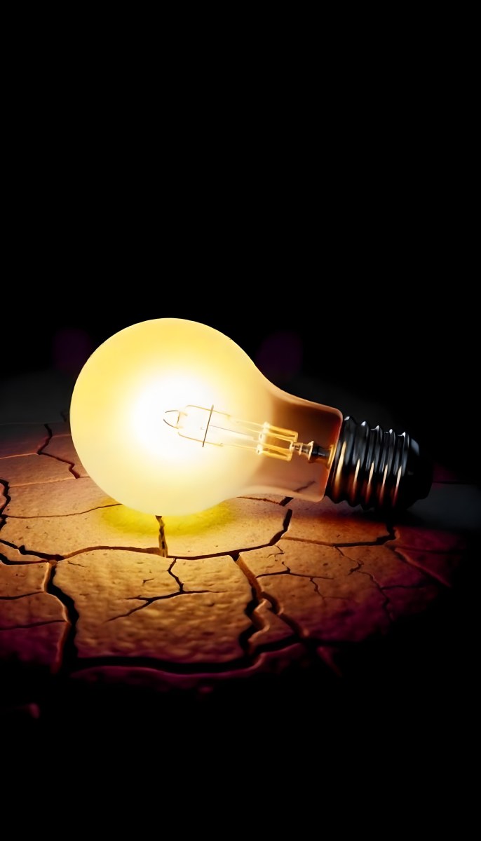 A Light Bulb Laying On The Ground The Ground Is Dry And Cracked The Background Is Black 24 30a2