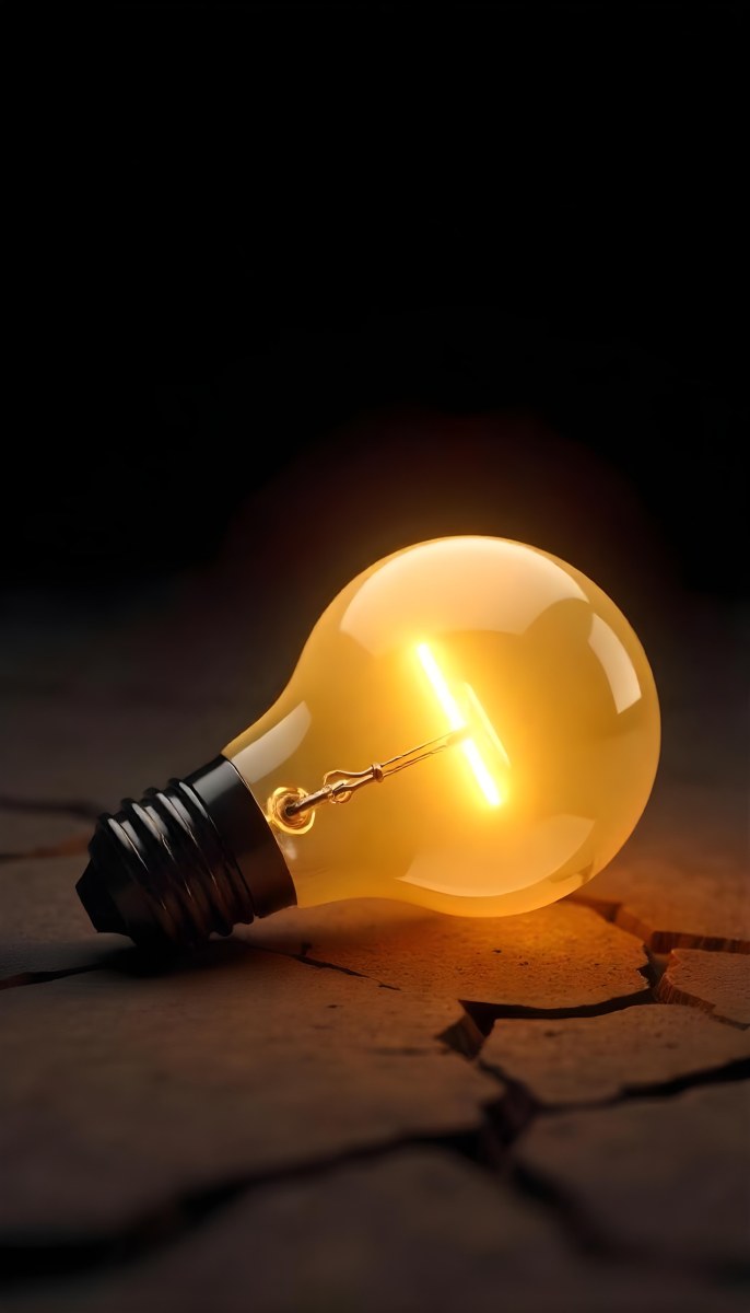 A Light Bulb Laying On The Ground The Ground Is Dry And Cracked The Background Is Black 4 13d1