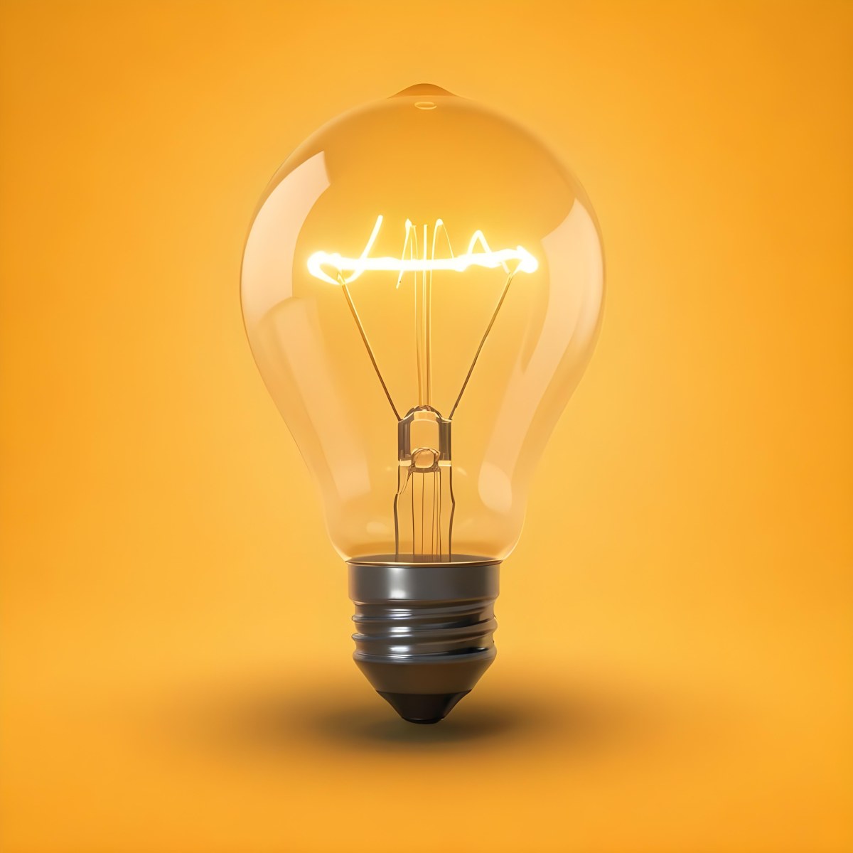 A Light Bulb With A Glowing Filament Casting A Warm Light On A Yellow Background Creating A Warm And Inviting Atmosphere 14 07a7