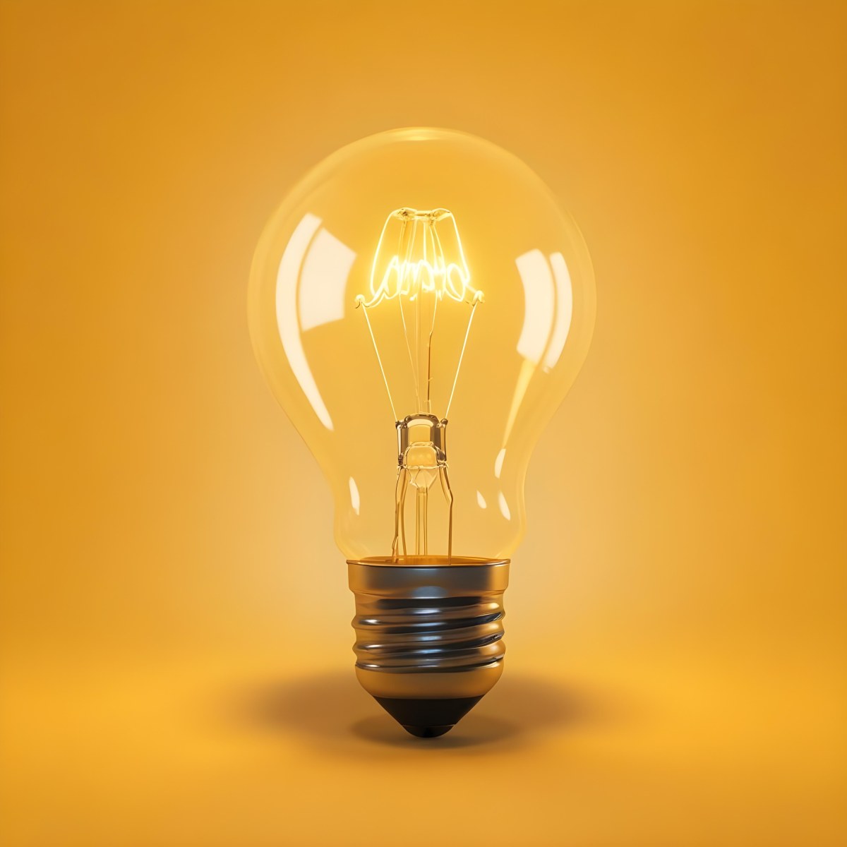 A Light Bulb With A Glowing Filament Casting A Warm Light On A Yellow Background Creating A Warm And Inviting Atmosphere 19 Da3e