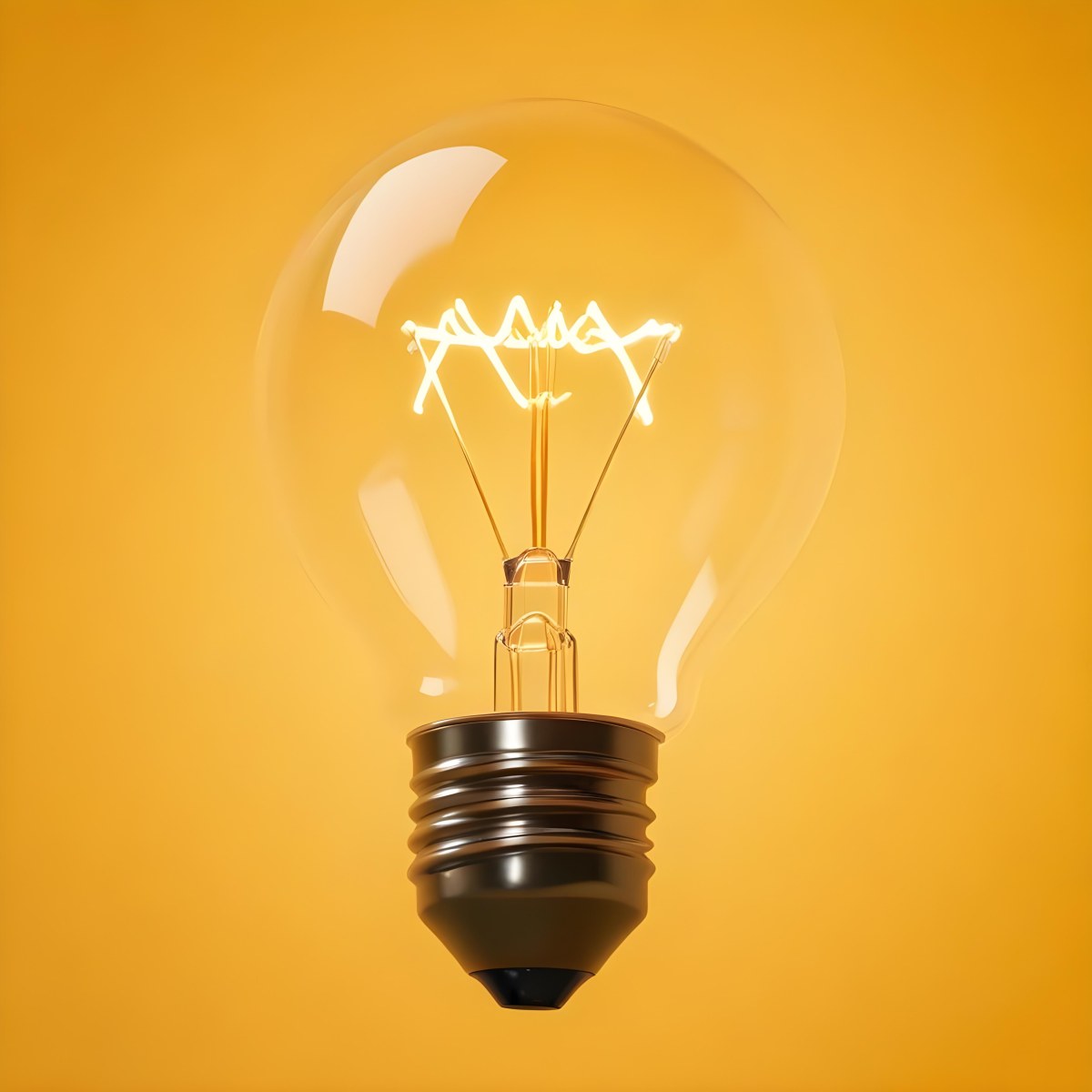 A Light Bulb With A Glowing Filament Casting A Warm Light On A Yellow Background Creating A Warm And Inviting Atmosphere 25 Be83