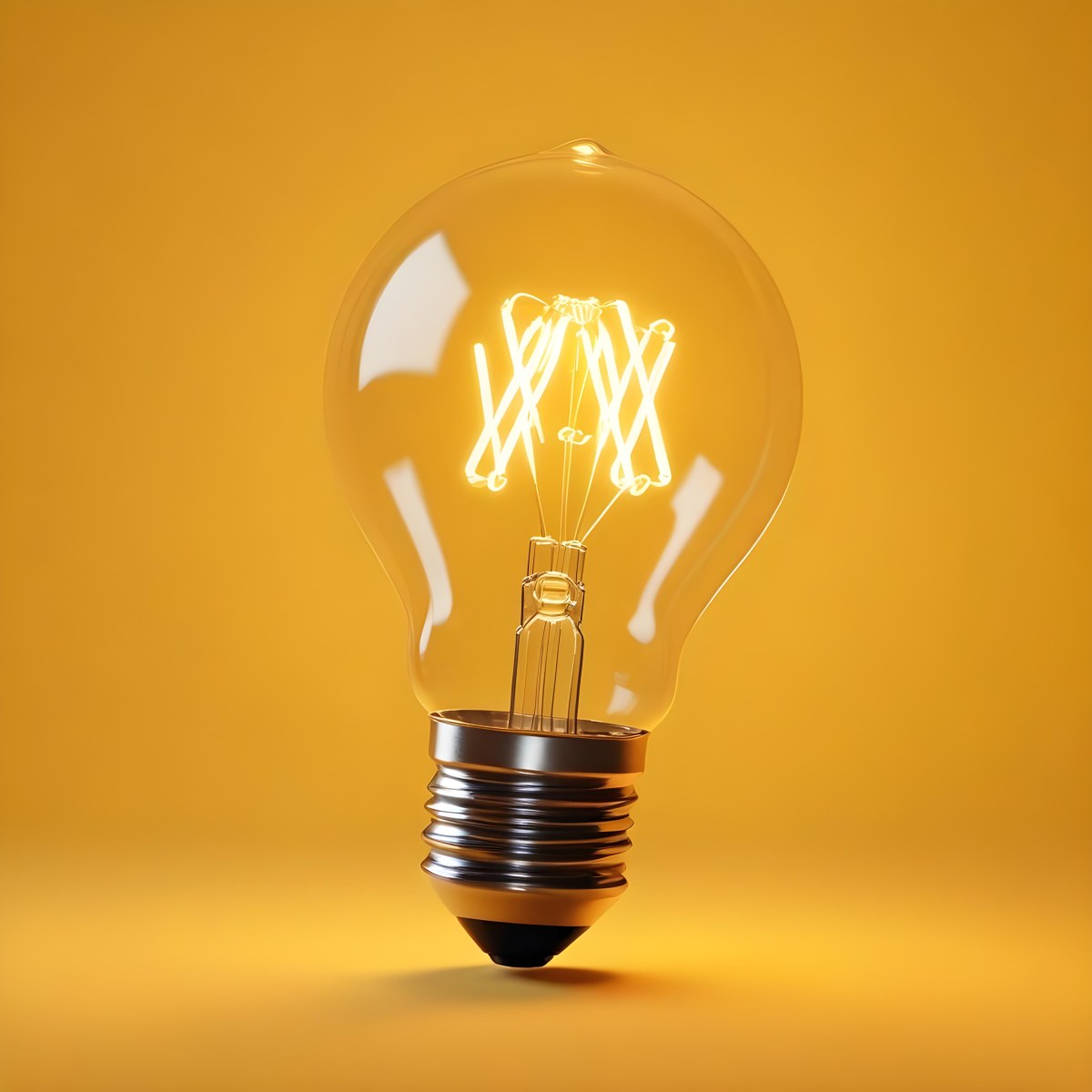 A Light Bulb With A Glowing Filament Casting A Warm Light On A Yellow Background Creating A Warm And Inviting Atmosphere 27 E8ba