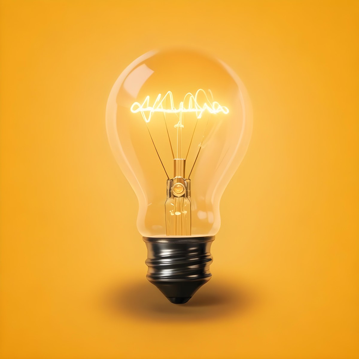 A Light Bulb With A Glowing Filament Casting A Warm Light On A Yellow Background Creating A Warm And Inviting Atmosphere 3 858c