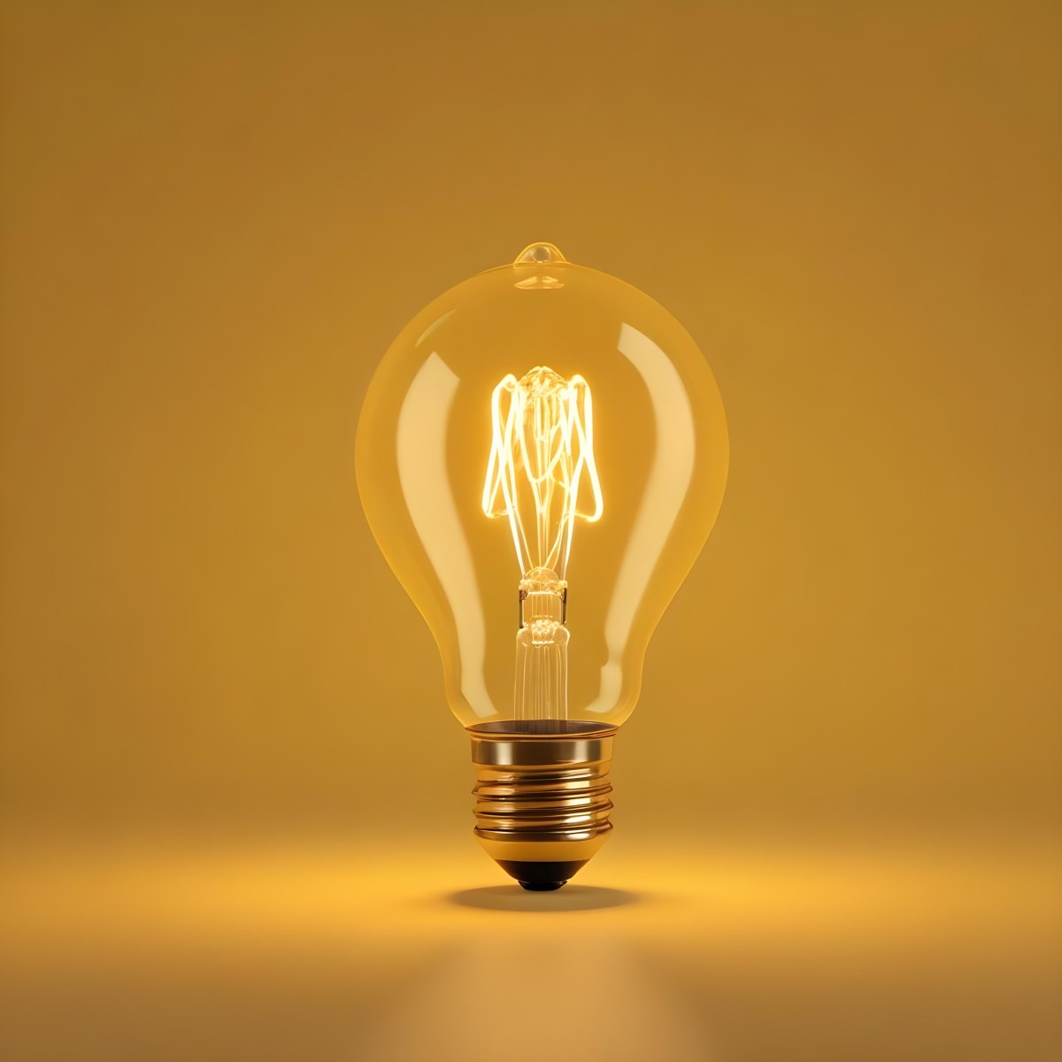 A Light Bulb With A Glowing Filament Casting A Warm Light On A Yellow Background Creating A Warm And Inviting Atmosphere 32 4fbf
