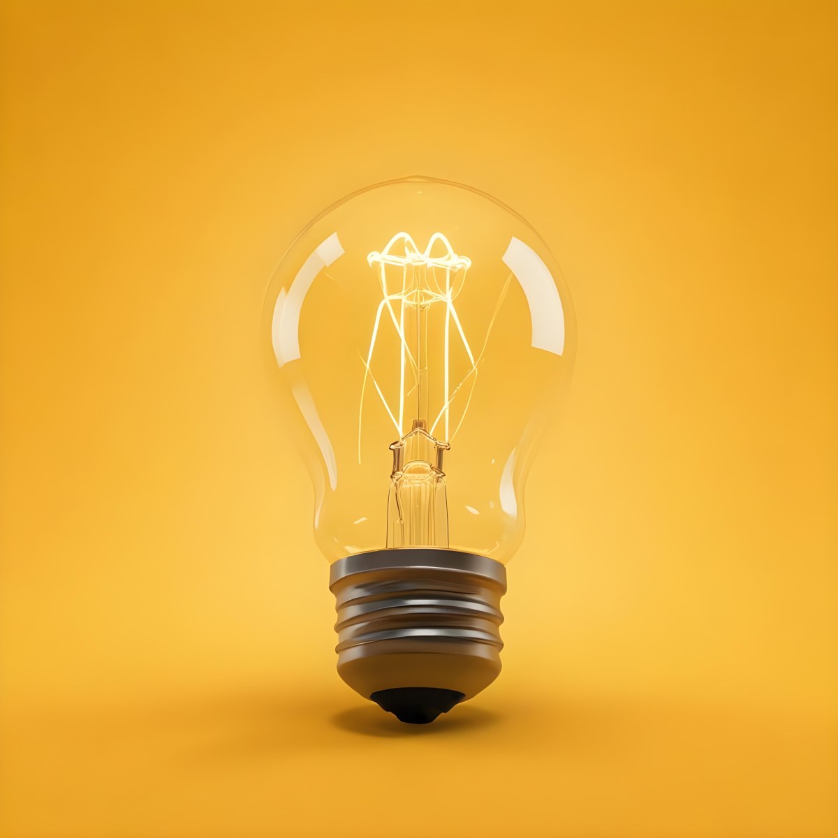 A Light Bulb With A Glowing Filament Casting A Warm Light On A Yellow Background Creating A Warm And Inviting Atmosphere 41 55b6