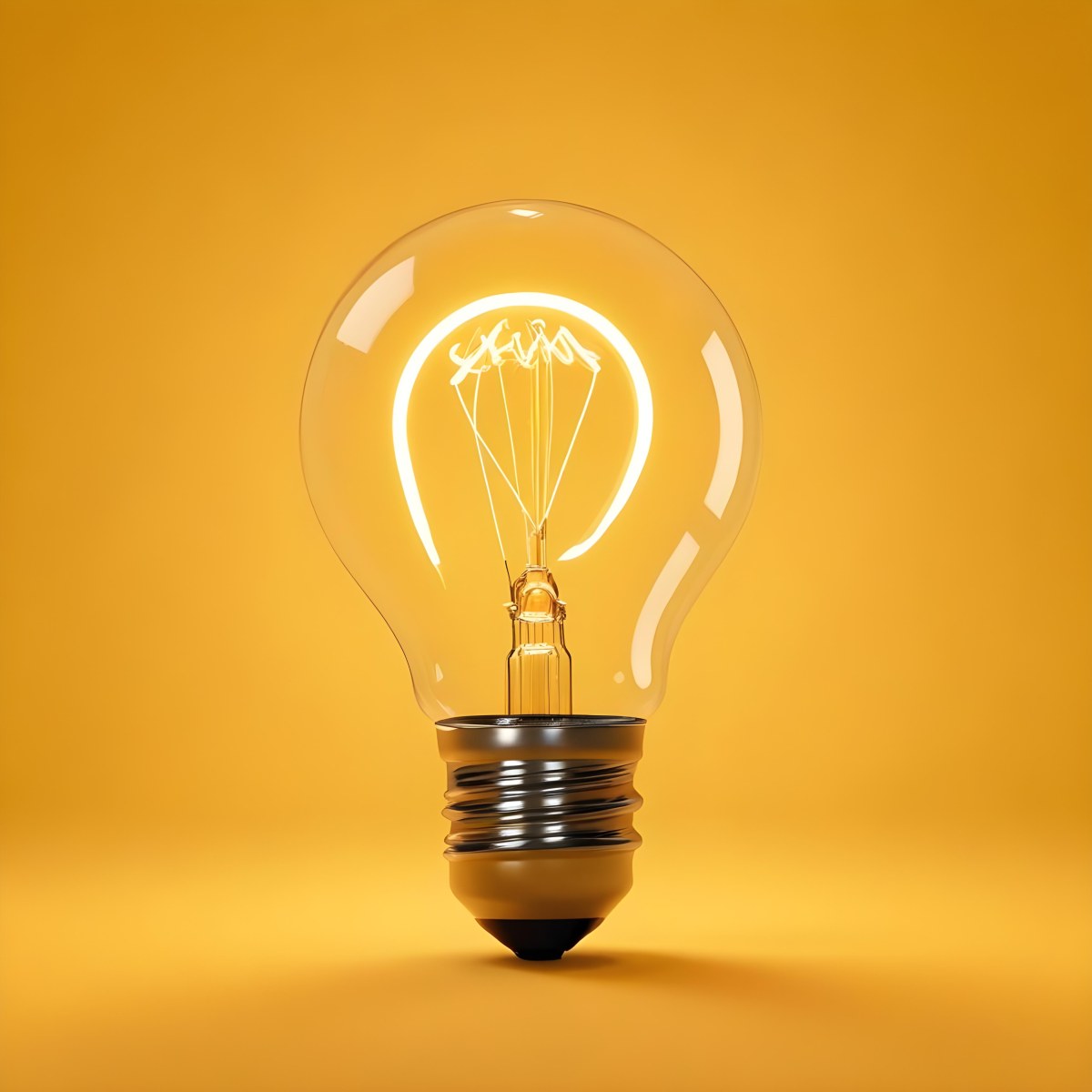 A Light Bulb With A Glowing Filament Casting A Warm Light On A Yellow Background Creating A Warm And Inviting Atmosphere 7 1cee