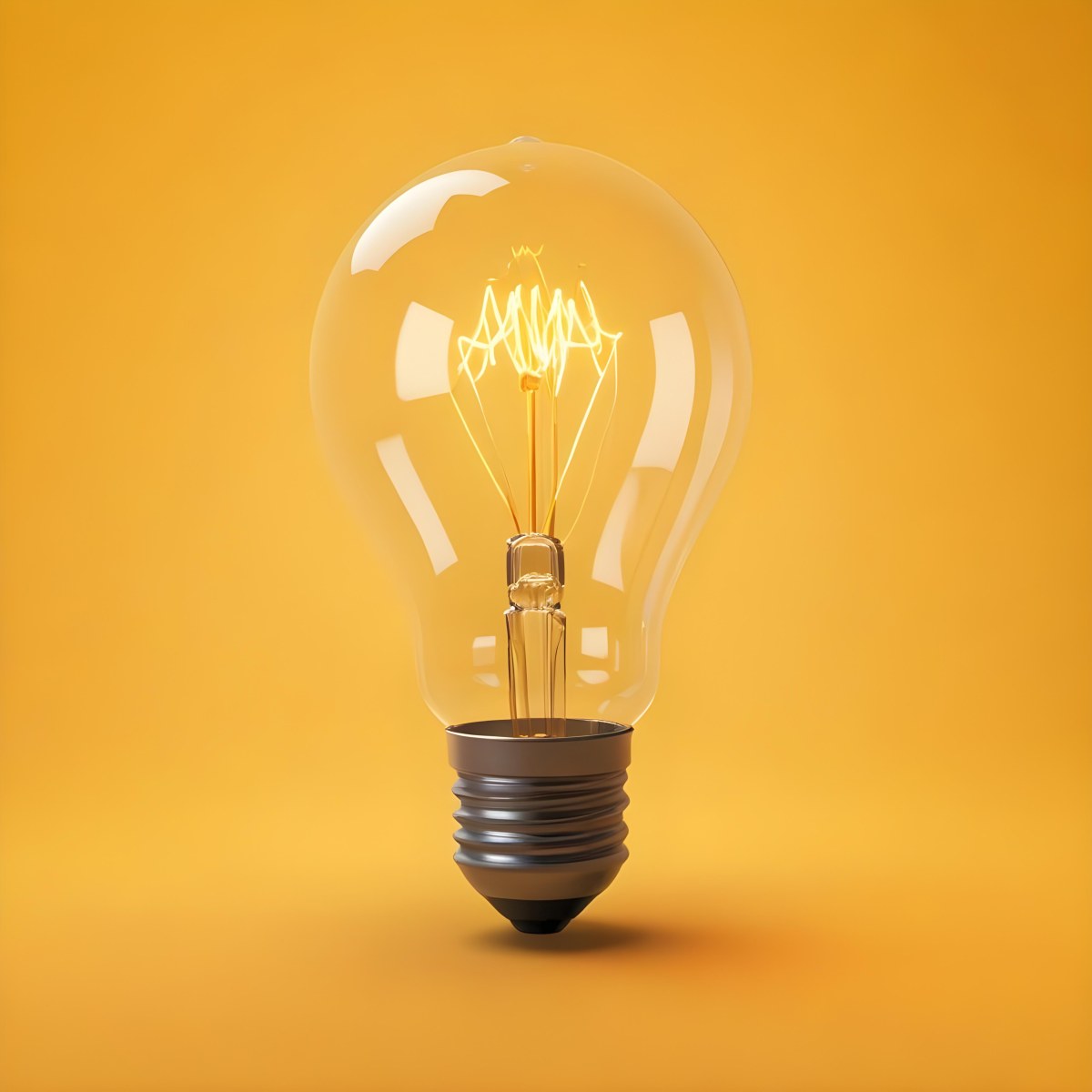 A Light Bulb With A Glowing Filament Casting A Warm Light On A Yellow Background Creating A Warm And Inviting Atmosphere 8 070a