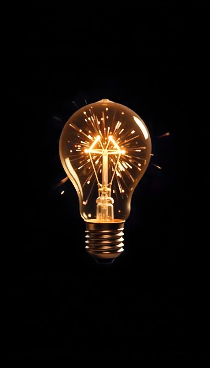 A Light Bulb With Sparks Inside The Background Is Completely Black The Light Bulb Is In The Center Of The Image 5 3ea8
