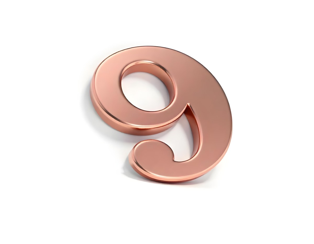 A Metallic Rose Gold Number Nine