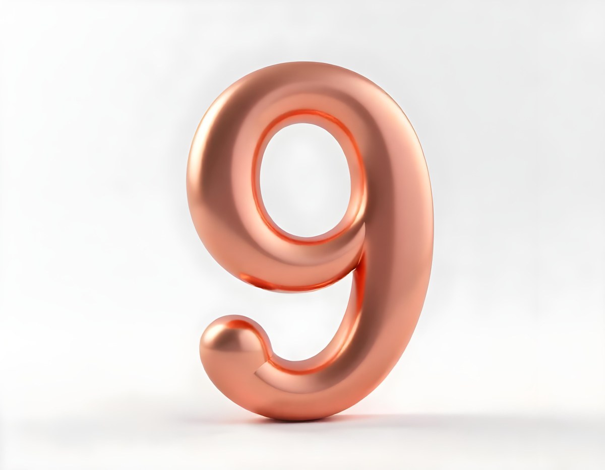 A Metallic Rose Gold Number Nine With Rounded Edges Casting A Soft Shadow On A Plain White Background Clean And Minimalist Design 12 3690