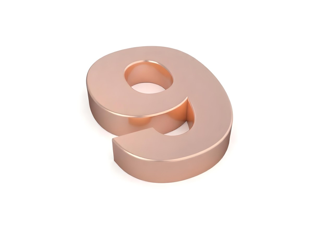 A Metallic Rose Gold Number Nine With Rounded Edges Casting A Soft Shadow On A Plain White Background Clean And Minimalist Design 26 4b5a