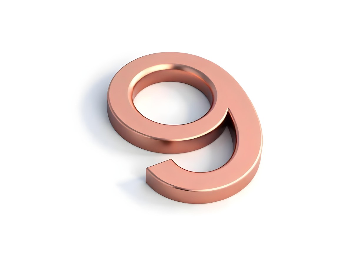 A Metallic Rose Gold Number Nine With Rounded Edges Casting A Soft Shadow On A Plain White Background Clean And Minimalist Design 27 6026