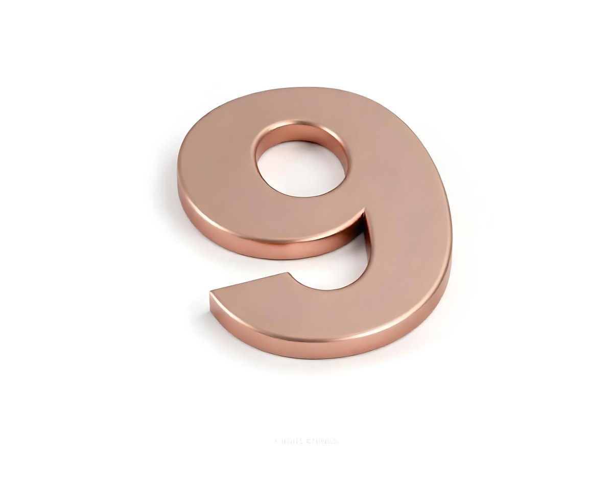A Metallic Rose Gold Number Nine With Rounded Edges Casting A Soft Shadow On A Plain White Background Clean And Minimalist Design 38 B466