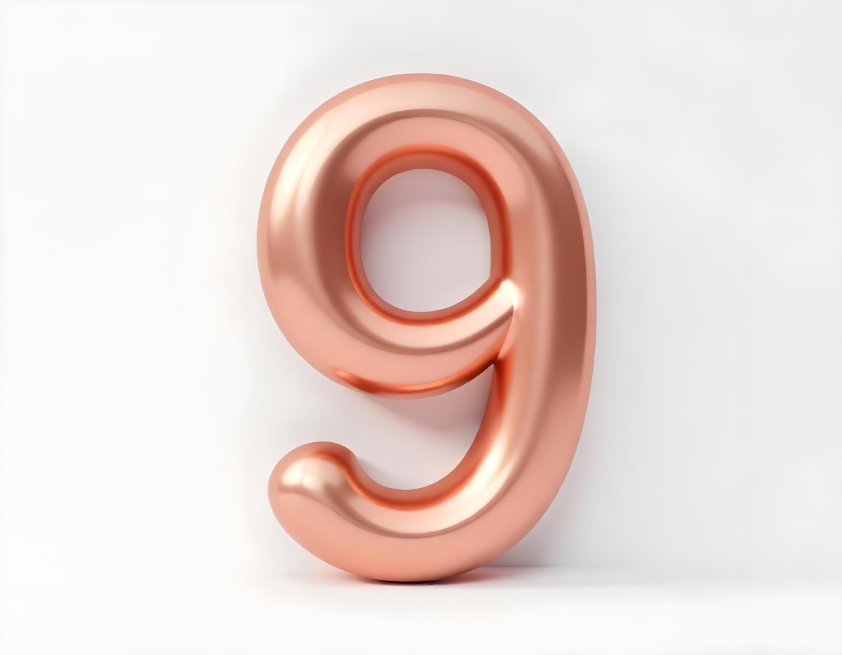 A Metallic Rose Gold Number Nine With Rounded Edges Casting A Soft Shadow On A Plain White Background Clean And Minimalist Design 40 4fde