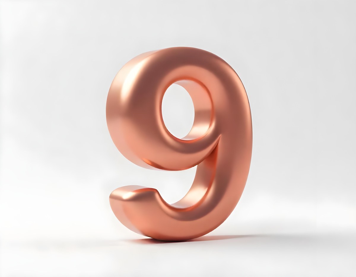 A Metallic Rose Gold Number Nine With Rounded Edges Casting A Soft Shadow On A Plain White Background Clean And Minimalist Design 41 6369