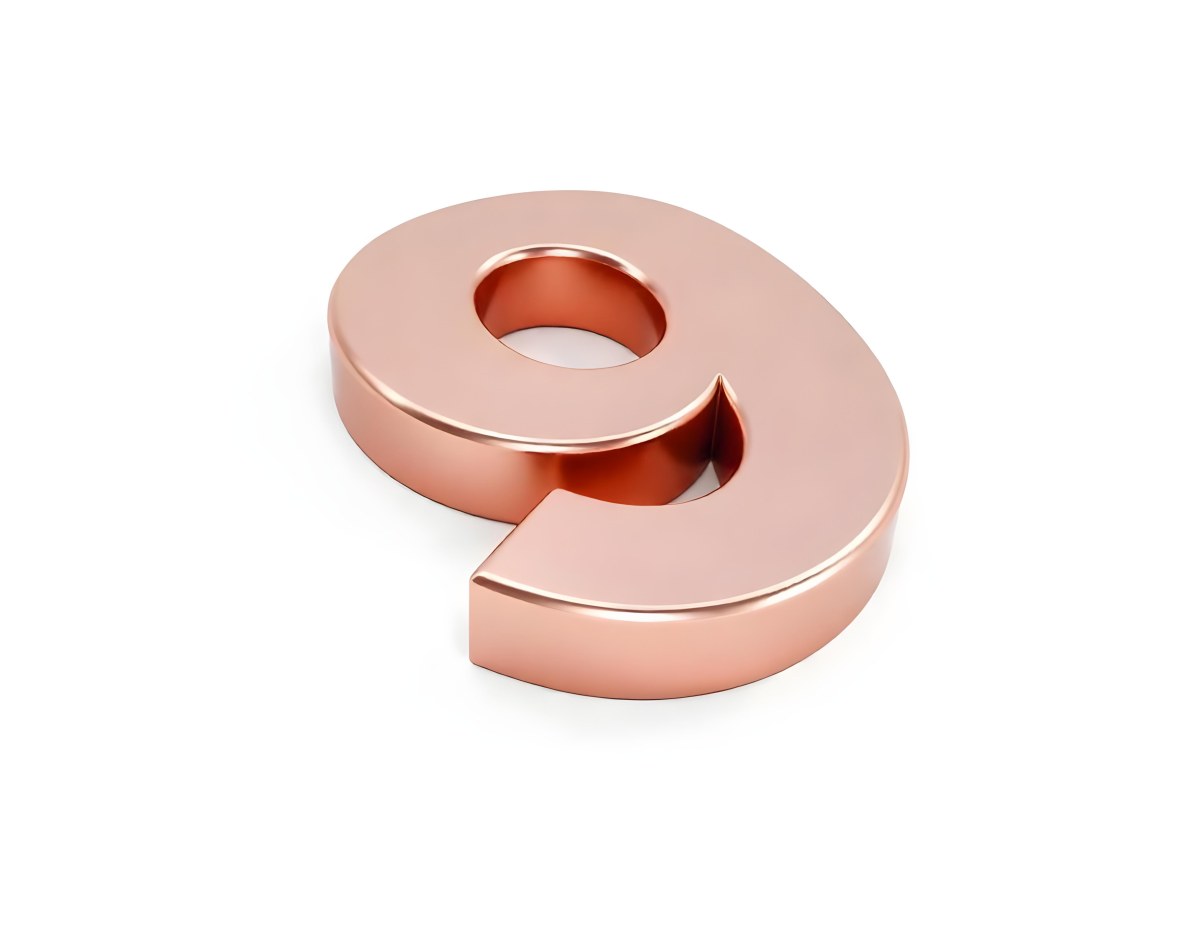 A Metallic Rose Gold Number Nine With Rounded Edges Casting A Soft Shadow On A Plain White Background Clean And Minimalist Design 7 C822