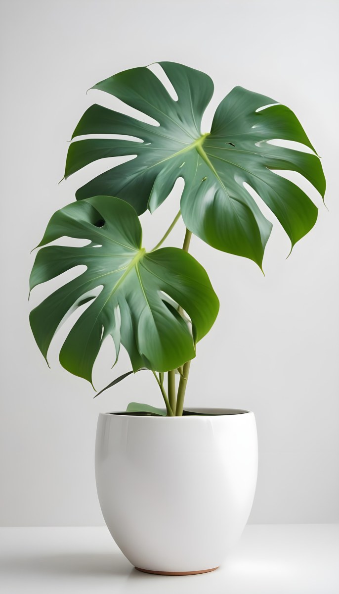 A Monstera Leaf In A White Vase White Background 48 F5b7