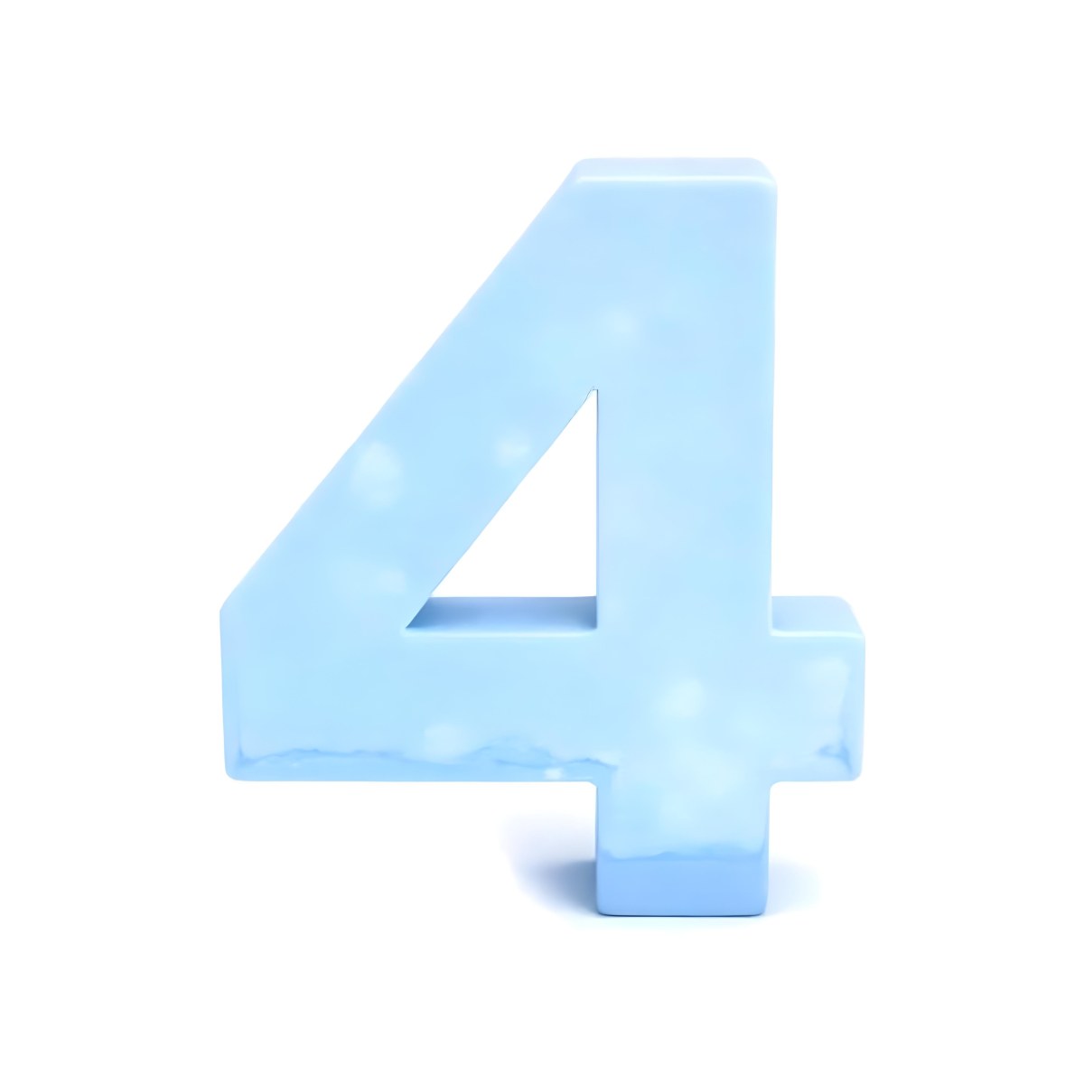 A Number Four Made Of Ice White Color Frozen Texture Isolated On A White Background Clear Details Studio Shot 6 3882