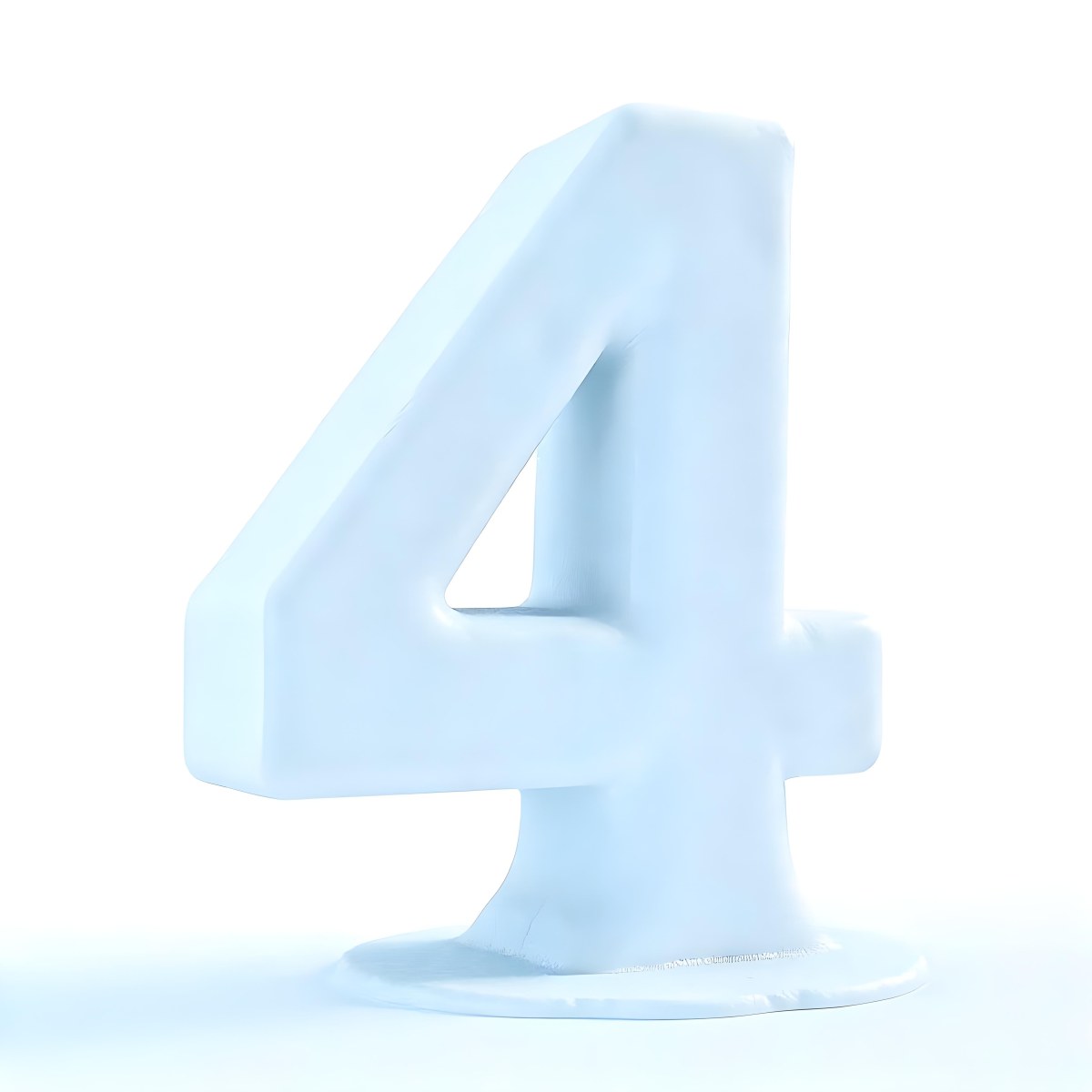 A Number Four Made Of Ice White Color Frozen Texture Isolated On A White Background Clear Details Studio Shot 7 1424