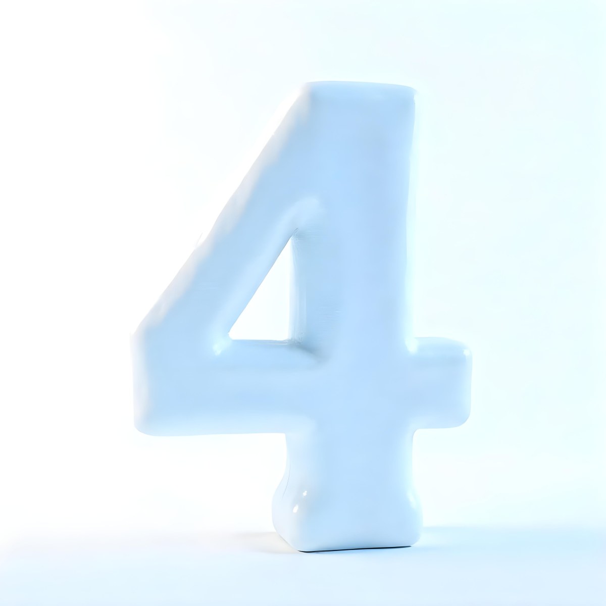 A Number Four Made Of Ice White Color Frozen Texture Isolated On A White Background Clear Details Studio Shot 9 80b7