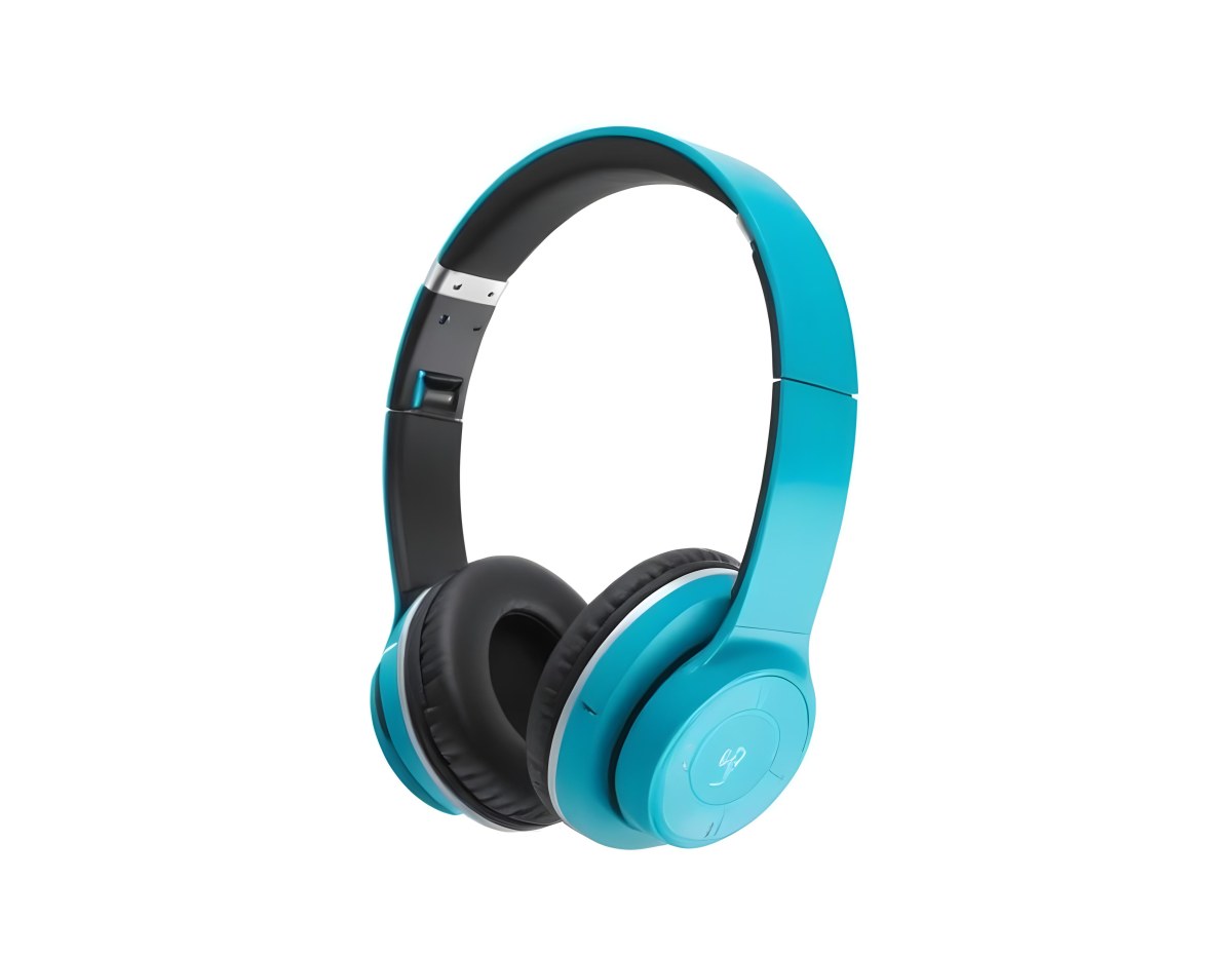 A Pair Of Turquoise And Black Wireless Headphones With A Padded Headband And Earcups Isolated On A Black Background 5 2089
