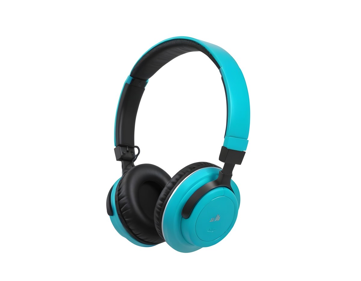 A Pair Of Turquoise And Black Wireless Headphones With A Padded Headband And Earcups Isolated On A Black Background 6 C1a3