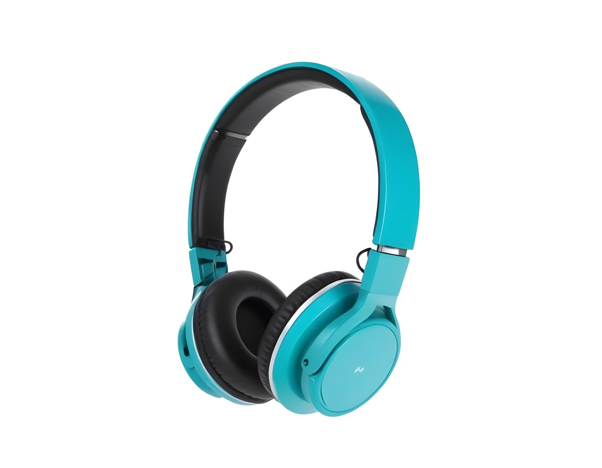 A Pair Of Turquoise And Black Wireless Headphones With A Padded Headband And Earcups Isolated On A Black Background 7 Bece