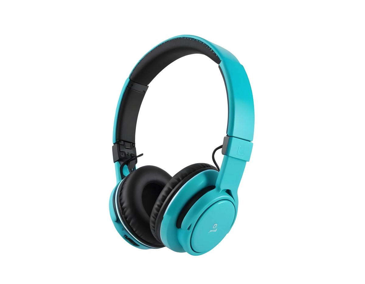A Pair Of Turquoise And Black Wireless Headphones With A Padded Headband And Earcups Isolated On A Black Background 8 11cc