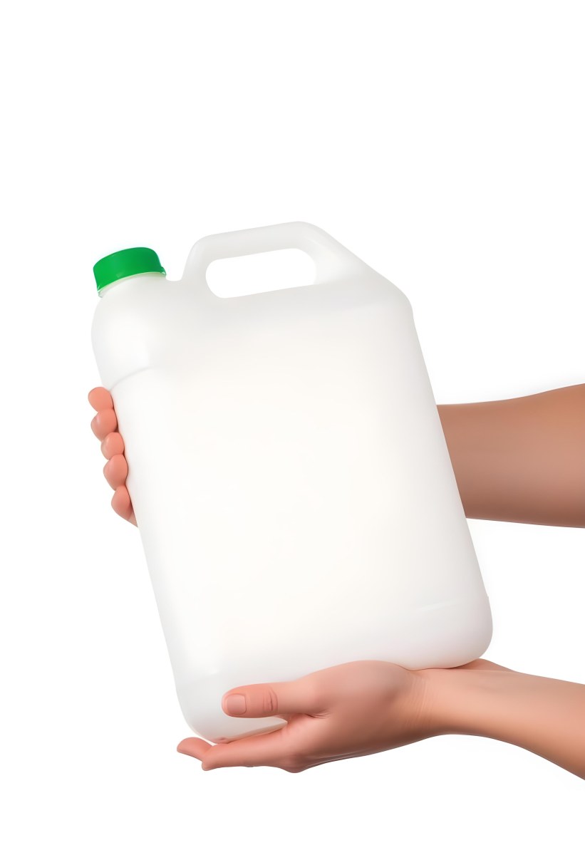 A Person S Hands Holding A Large White Plastic Container Or Jug With A Green Cap 4 A880