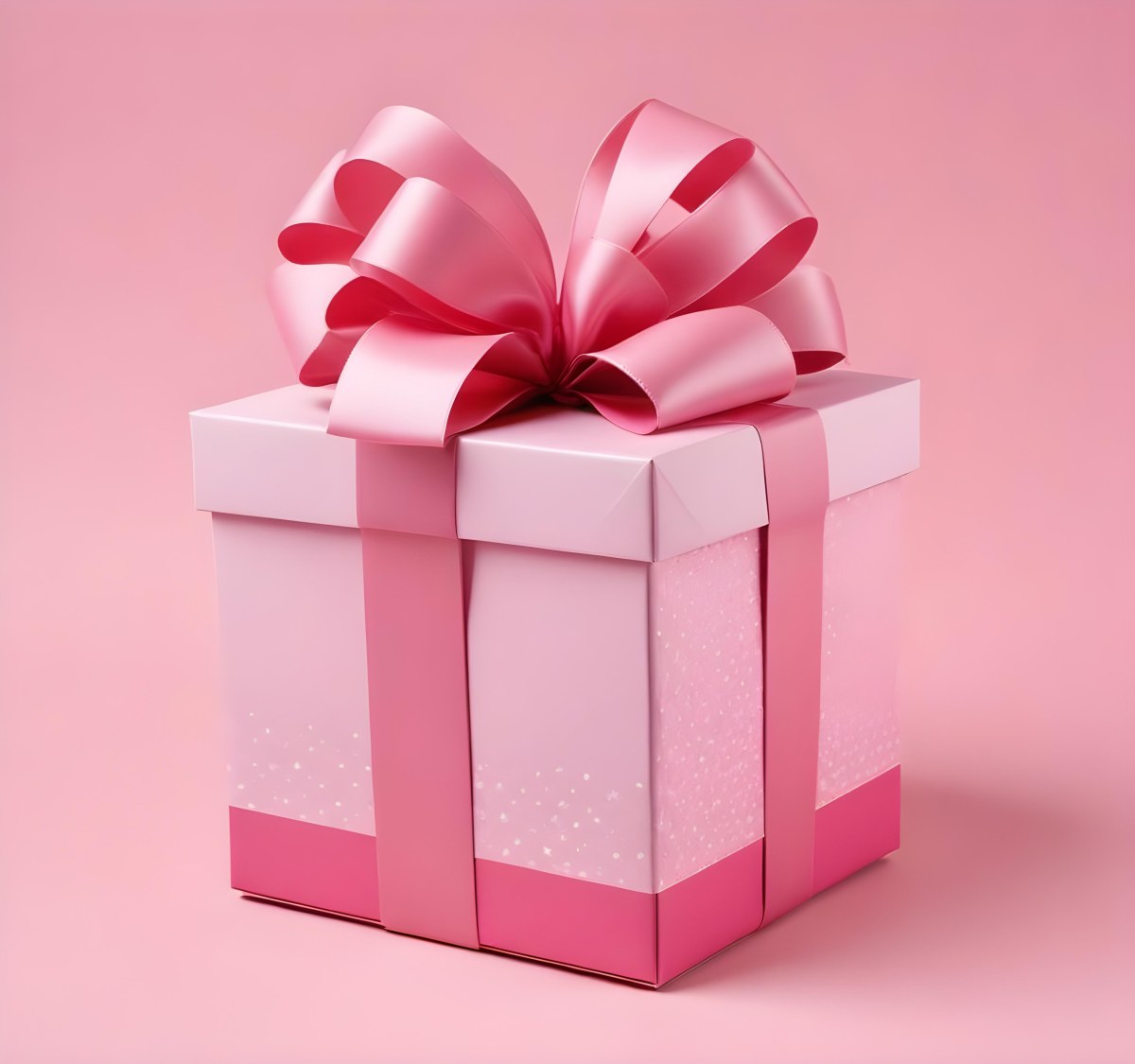 A Pink Gift Box With A Large Pink Bow On A Pink Ba 5 19da