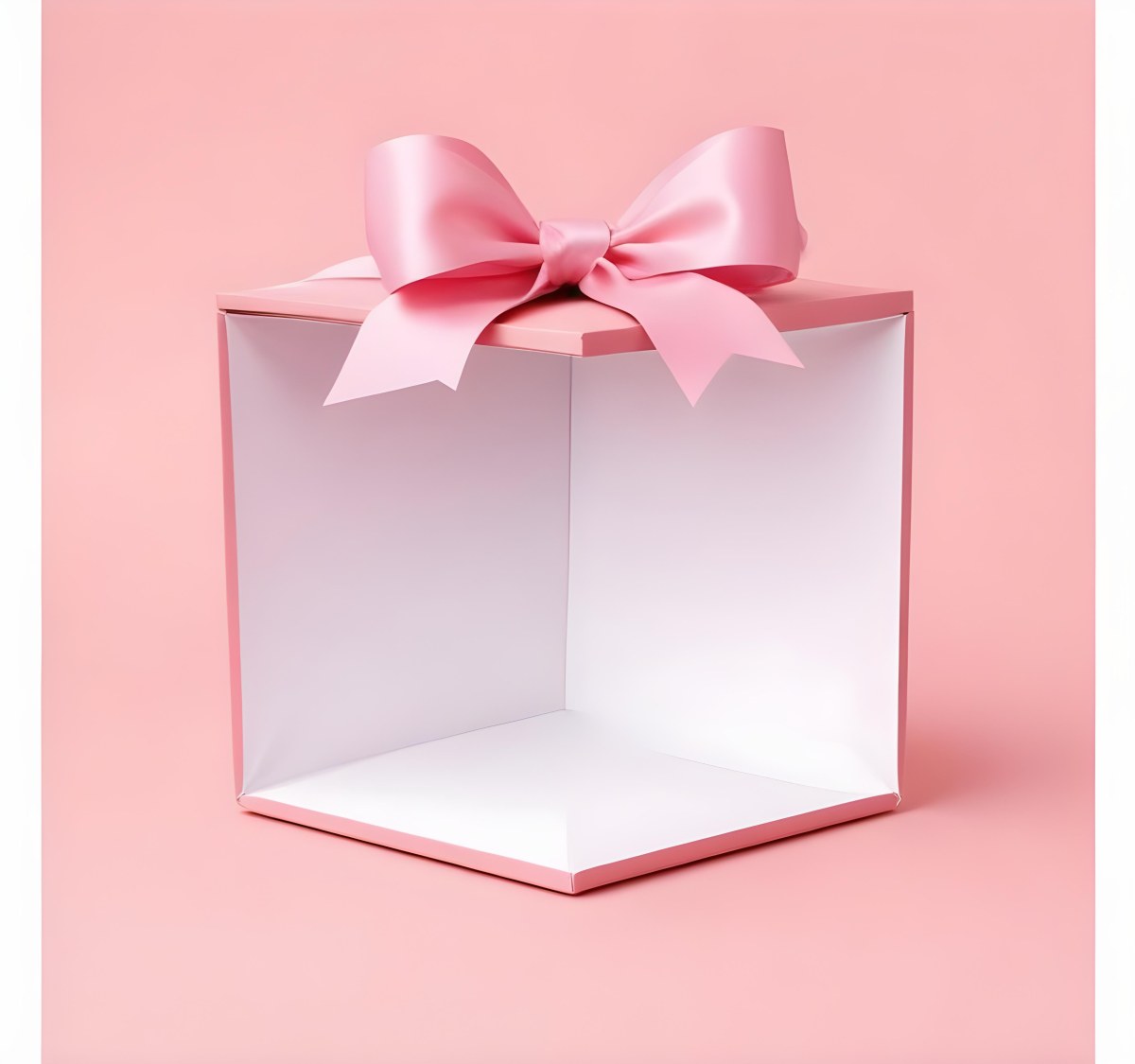 A Pink Gift Box With A Large Pink Bow On A Pink Ba 7 0564